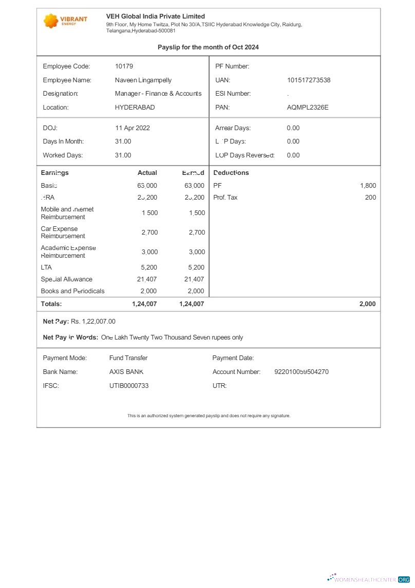 Download Vibrant Energy VEH Global India payslip template in Word and PDF formats.pdf, 1 Photoshop template